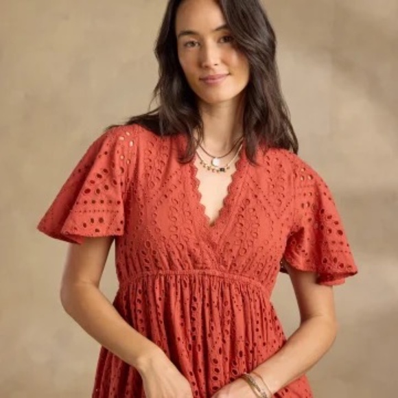 NWT, Sundance Avellino Eyelet Dress, Petite Small, Chili - Picture 3 of 4